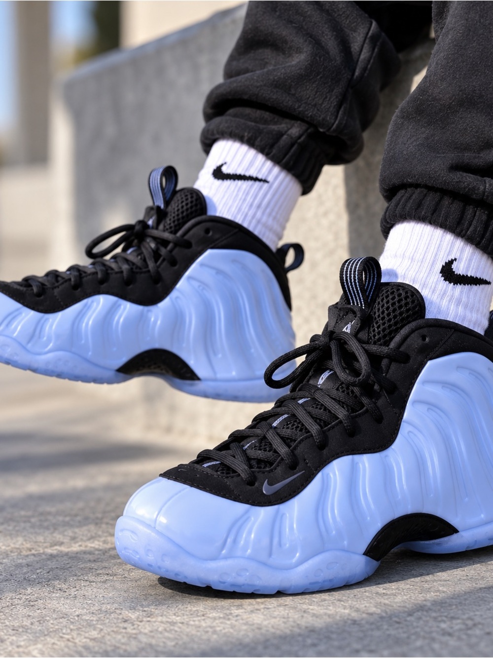 Nike Little Posite One Psychic Blue Black Kids Size 3Y